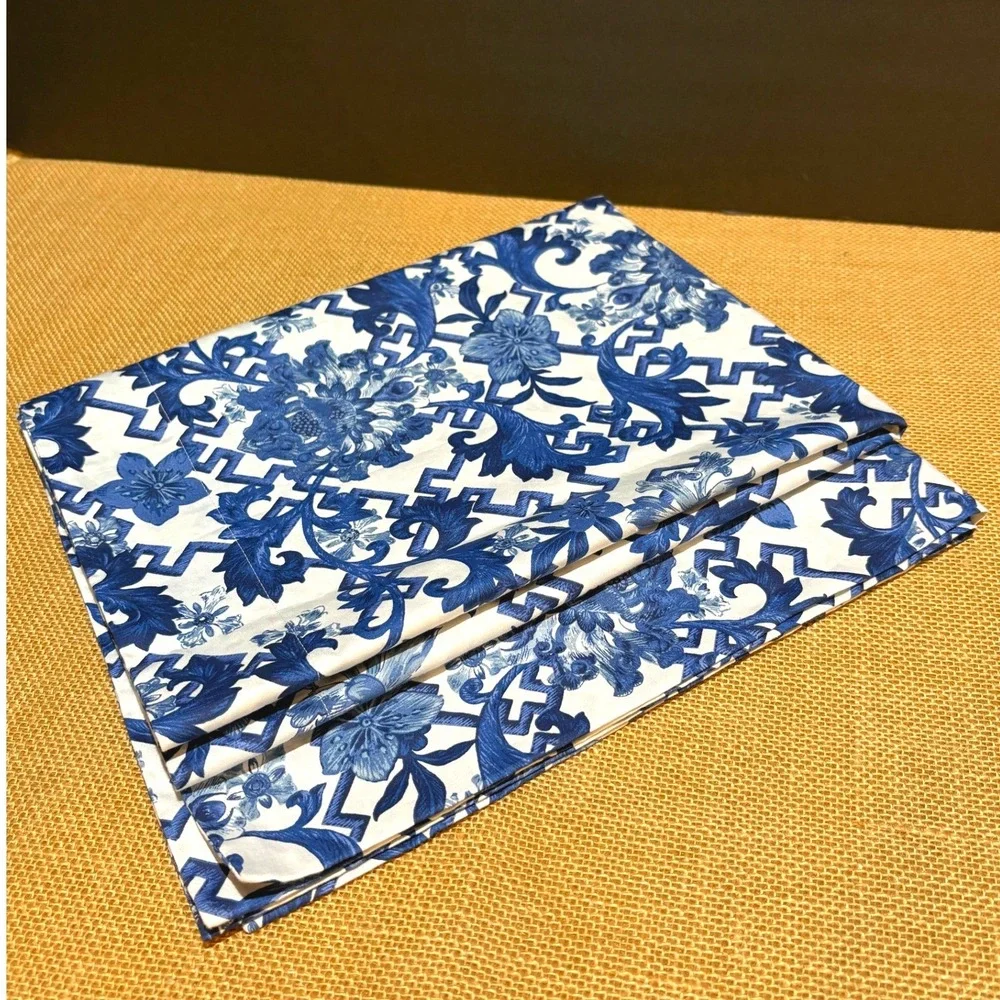 Ralph Lauren Dorsey Blue Label Chinoiserie Cotton King Pillowcase ONLY 1 48 X 20
